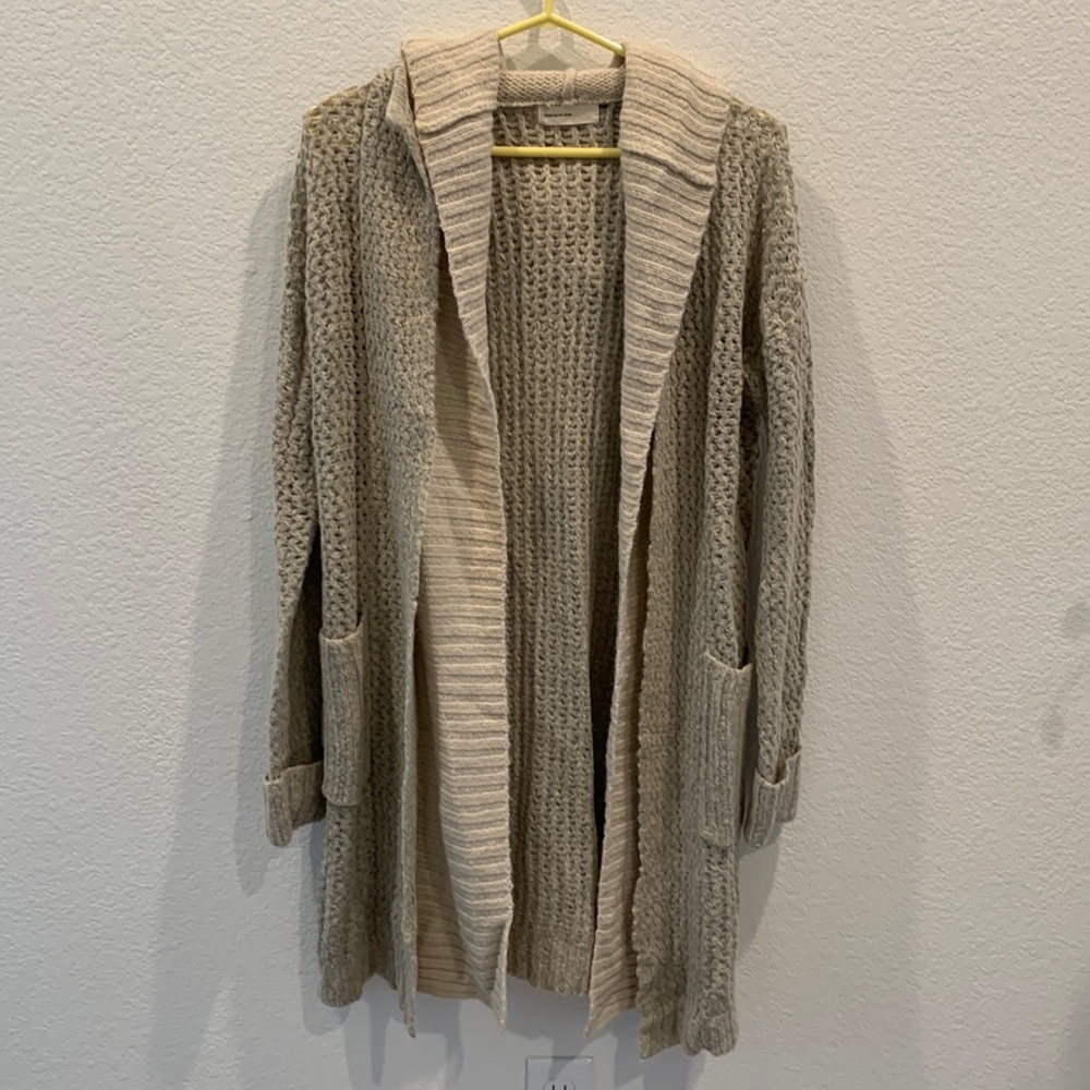 NWT Anthropologie Sleeping on Snow Hooded Long Cárdigan Sand Brown XXS Fits S